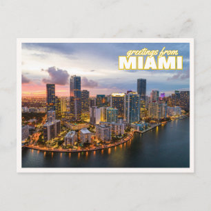 Postal Foto aérea de la silueta de Miami central retro Fl