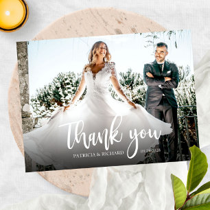 Postal Foto Agradecimiento de Boda con Caligrafía Elegant