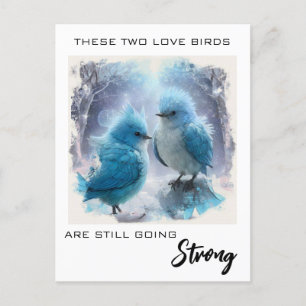 Postal *~* FOTO Aniversario  Pájaros de Amor Esponjosos A