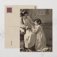 Foto antigua de oración de niñas victorianas a la