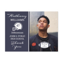 Foto azul de fútbol | Postcarta blanca de graduaci