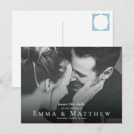 Postal Foto Baldosa Azul Mediterránea Salvar la Fecha