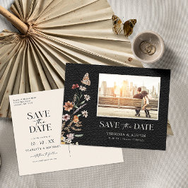 Postal Foto Black Save the Date Postcard