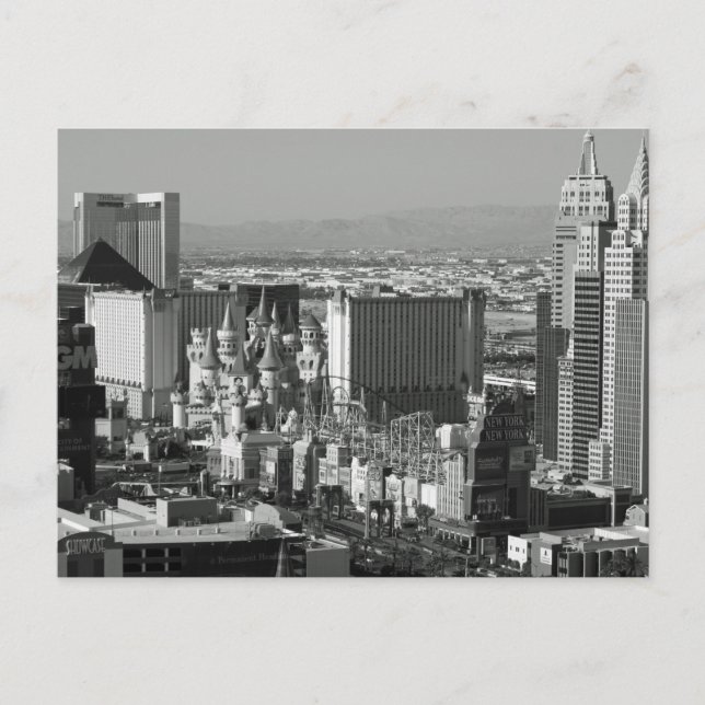 Postal Foto blanco y negro de Las Vegas (Anverso)