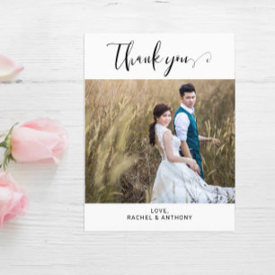 Postal Foto Boda Agradecimiento Elegante Minimalista