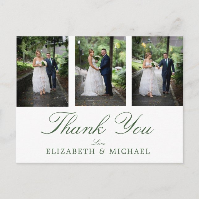 Postal Foto boda Gracias Elegante Moderno (Anverso)