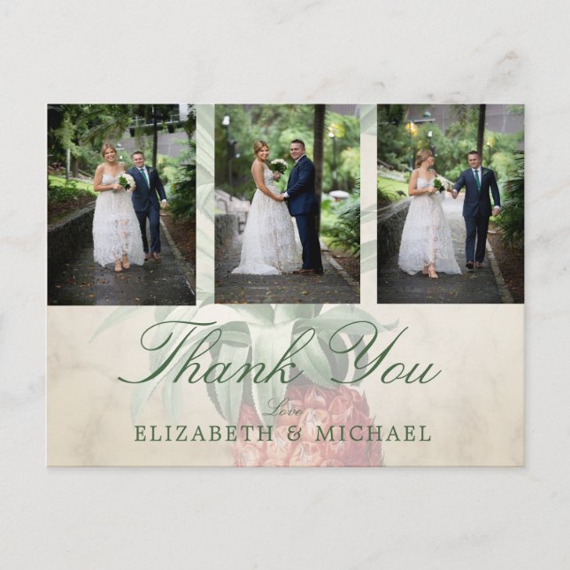 Postal Foto boda Gracias Marble Elegante (Anverso)
