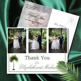 Postal Foto boda Gracias Palm Tree Elegant Moderno