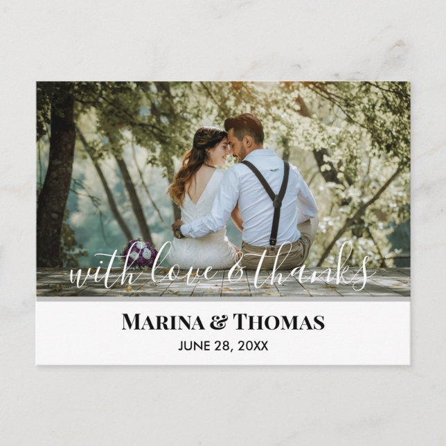 Postal Foto Boda personalizada con caligrafía moderna (Anverso)