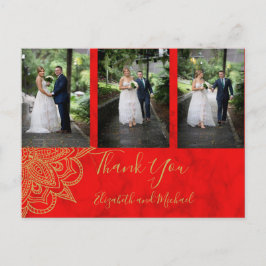 Postal Foto: Boda rojo dorado al estilo indio, gracias