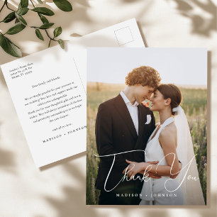 Postal Foto Boda simple moderna Gracias Postcard