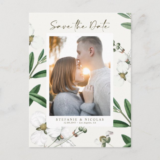 Postal Foto botánica de Flor Blanca de época Guardar la f (Anverso)