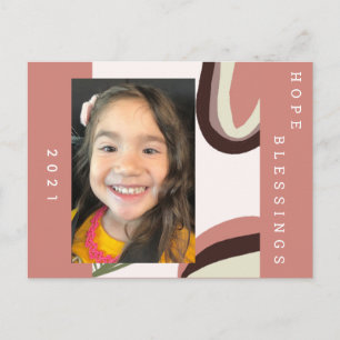 Postal Foto botánica de formas orgánicas de Año Nuevo 202