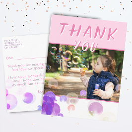 Postal Foto Burbujas rosadas Niños Fiesta de cumpleaños G