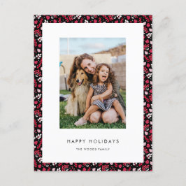 Postal Foto clásica de patrón de Navidades rojos y negros