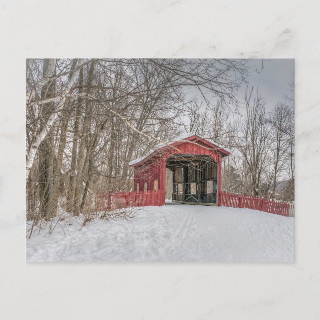 Postal Foto cubierta de la Nieve Roja del puente (Anverso)