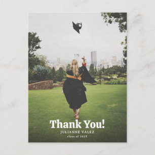 Postal Foto de agradecimiento a graduado retro