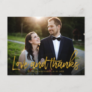 Postal Foto de agradecimiento de boda con amor y gracias 