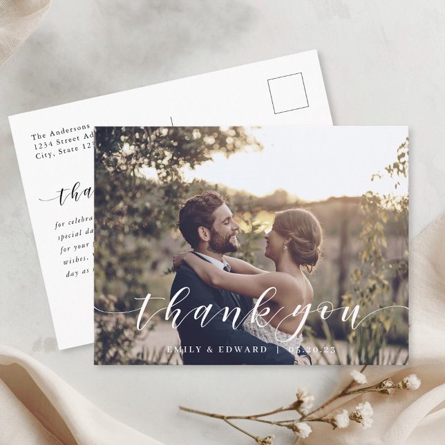 Postal Foto de agradecimiento de boda con letra manuscrit (Subido por el creador)