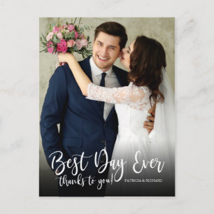 Postal Foto de agradecimiento de boda elegante del mejor 