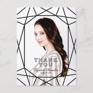 Postal Foto de agradecimiento de graduación Chic en blanc