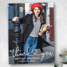 Postal Foto de agradecimiento de graduación con corazón d