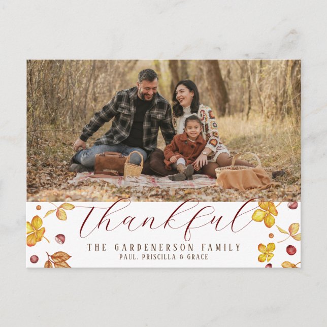 Postal Foto de agradecimiento de otoño (Anverso)