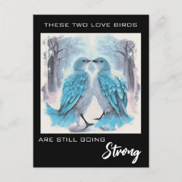 Postal *~* Foto de aniversario Pájaros de amor de inviern