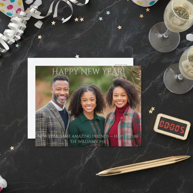 Postal Foto de Año Nuevo de Familia Festiva (New Years greeting photo card)