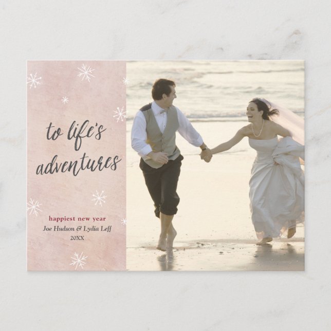 Postal Foto de Año Nuevo de festividades de recién casado (Anverso)