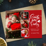 Postal Foto de anuncio de nacimiento anticipado de Santa<br><div class="desc">Moderno, collage de fotos de los Navidades anunciando el nacimiento. Anunciar el nacimiento de su bebé y desear a su familia y amigos felices vacaciones con esta tarjeta postal de anuncio de nacimiento de vacaciones. El diseño presenta 4 fotos del bebé, la escritura tipográfica 'santa llegó temprano' en letras a...</div>