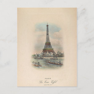 Postal Foto de arte antiguo de la Torre Eiffel de París