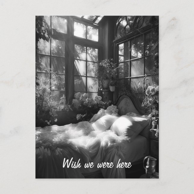 Postal Foto de B&W en el jardín (Anverso)