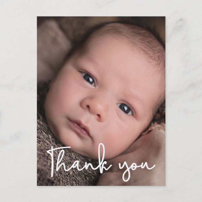 Postal Foto de Baby Boy Gracias Nacimiento Script (Anverso)