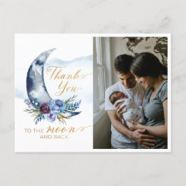 Postal Foto de Baby Shower de Over the Moon Gracias Postc