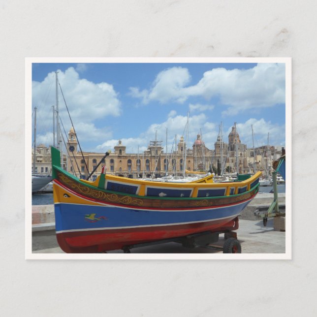 Postal Foto de barco pesquero de Gozo Isla de Malta (Anverso)