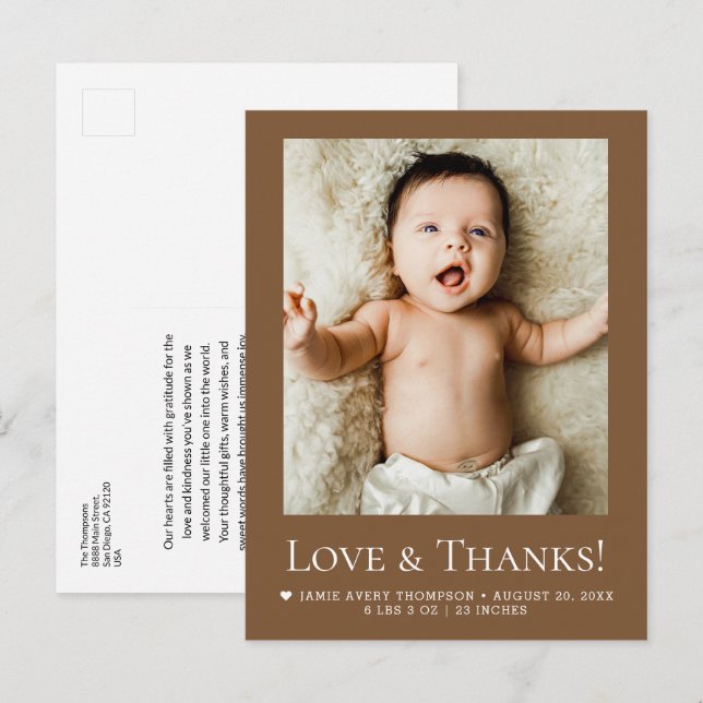 Postal Foto de bebé amor y agradecimiento Estadísticas de (Anverso / Reverso)
