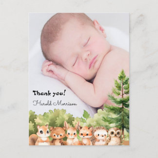 Postal Foto de bebé niño en bosque gracias