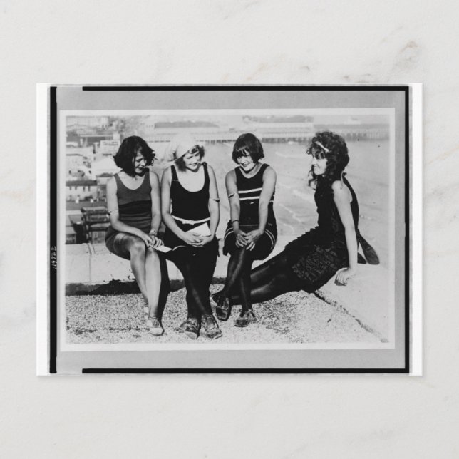 Postal Foto de Bellezas de Playa Vintage (Anverso)