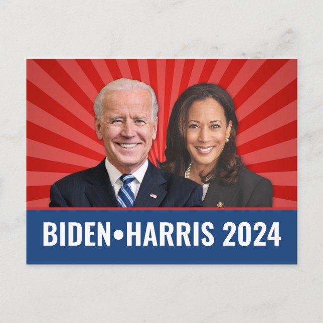 Postal Foto de Biden Harris - 2024 estrellas - Azul blanc (Anverso)