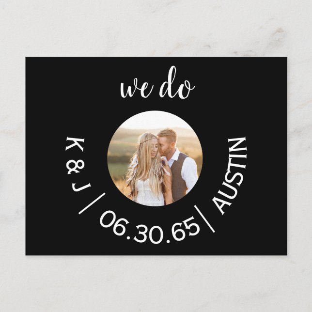Postal Foto de Black We Do Wedding Save the Date (Anverso)