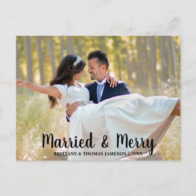 Postal Foto de Boda casada y casada recién casada (Anverso)