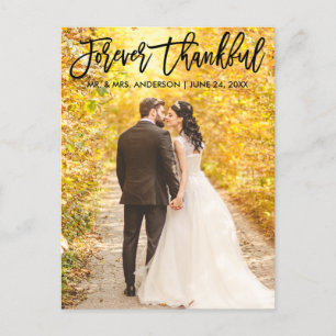 Postal Foto de boda con escritura de pincel moderna siemp