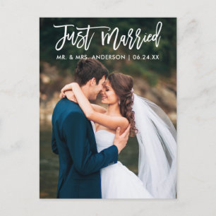 Postal Foto de Boda con guión de cepillo recién casado mo