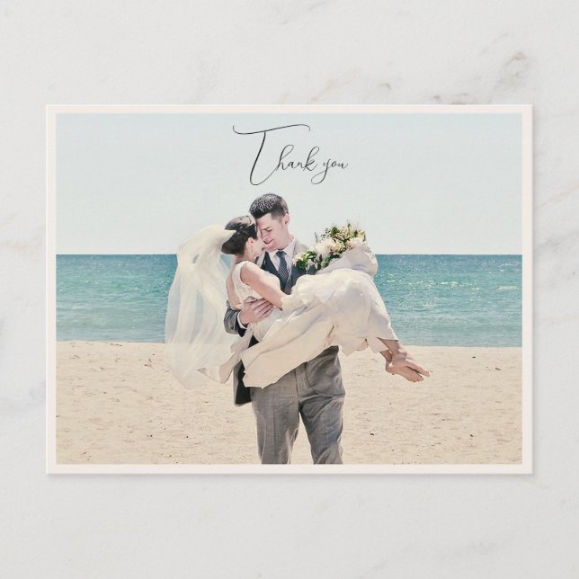 Postal Foto de boda costero gracias (Anverso)