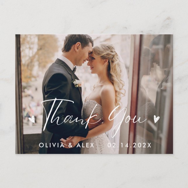Postal Foto de boda de agradecimiento (Anverso)