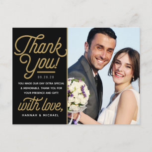 Postal Foto de boda de agradecimiento Reto Gold moderna