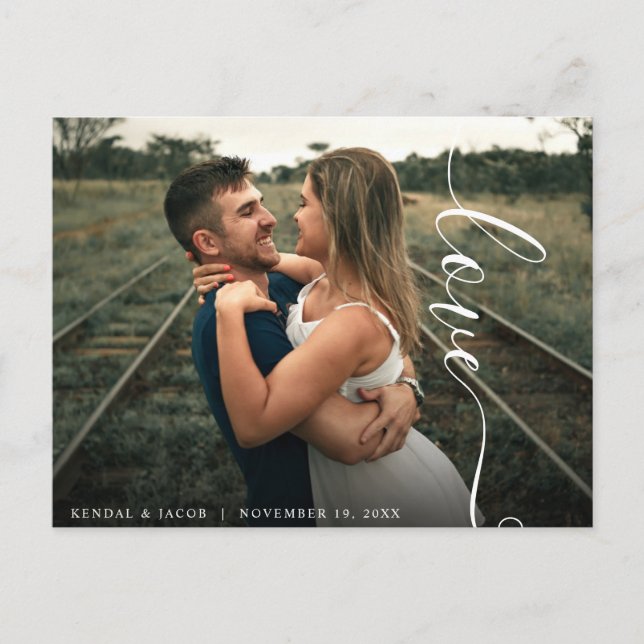 Postal Foto de Boda de amor de script (Anverso)