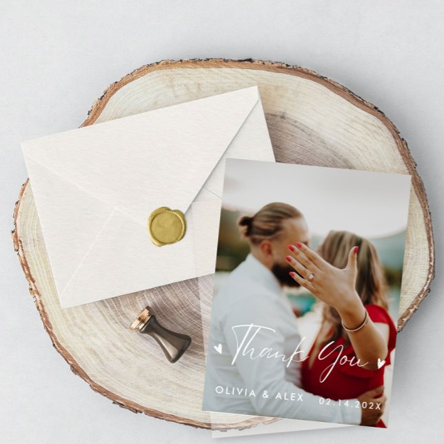 Postal Foto de boda de guión moderno Gracias (Subido por el creador)