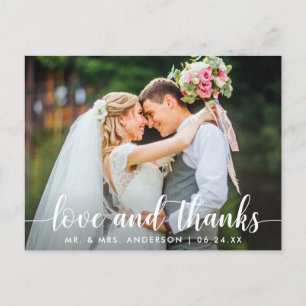 Postal Foto de boda de pareja de agradecimiento y amor co